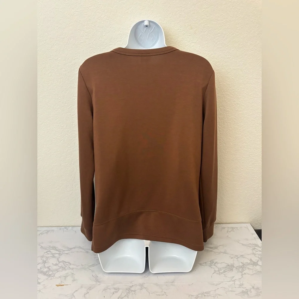Xieerduo Shirt Womens S Brown Long Sleeve Top Pullover Knit Crew Neck Blouse - Picture 3 of 5